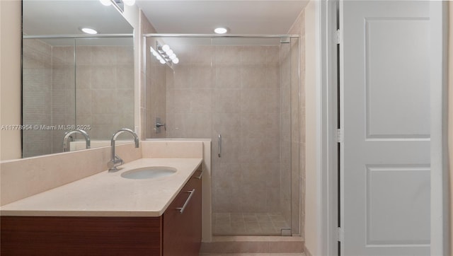 2681 N Flamingo Rd Unit 306S, Sunrise, FL 33323 - bathroom featuring vanity, a shower stall, and recessed lighting