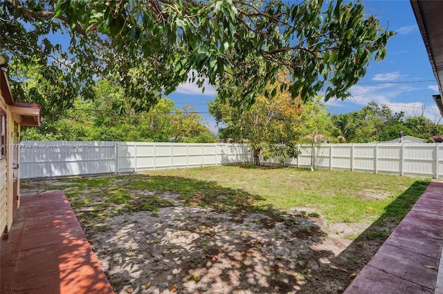 view of yard featuring a fenced backyard