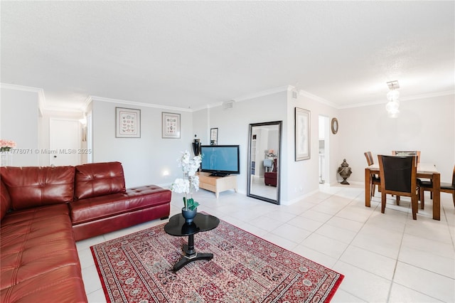 1811 Jefferson St Unit 304, Hollywood, FL 33020 - living area with light tile patterned floors, crown molding, and a textured ceiling