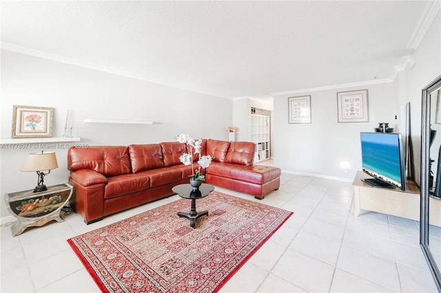 1811 Jefferson St Unit 304, Hollywood, FL 33020 - living room featuring ornamental molding and light tile patterned flooring