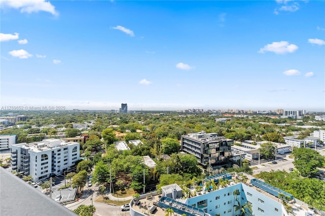 drone / aerial view with a city view