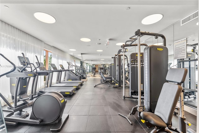 workout area with visible vents