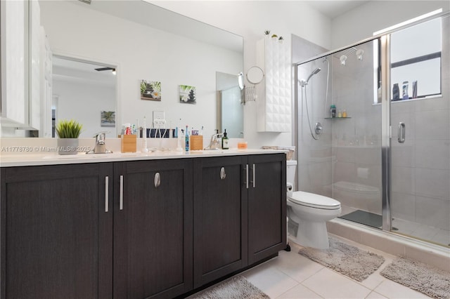 3431 W 109th Pl, Hialeah, FL 33018 - bathroom with tile patterned floors, double vanity, and a stall shower