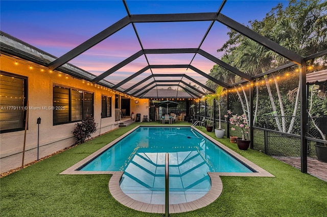 7801 SW 170th St, Palmetto Bay, FL 33157 - pool with a lanai, a yard, and a patio area