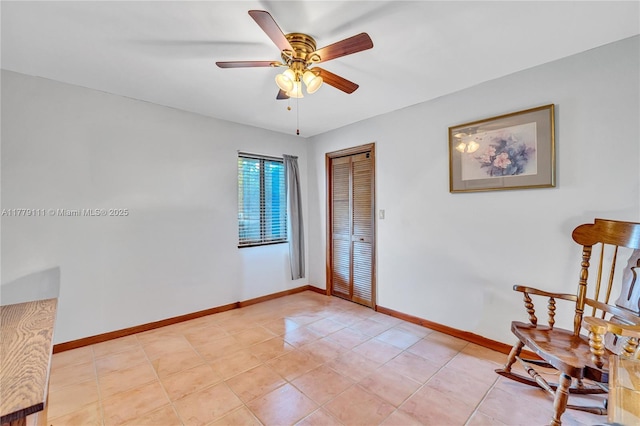 7801 SW 170th St, Palmetto Bay, FL 33157 - interior space featuring light tile patterned floors, ceiling fan, and baseboards