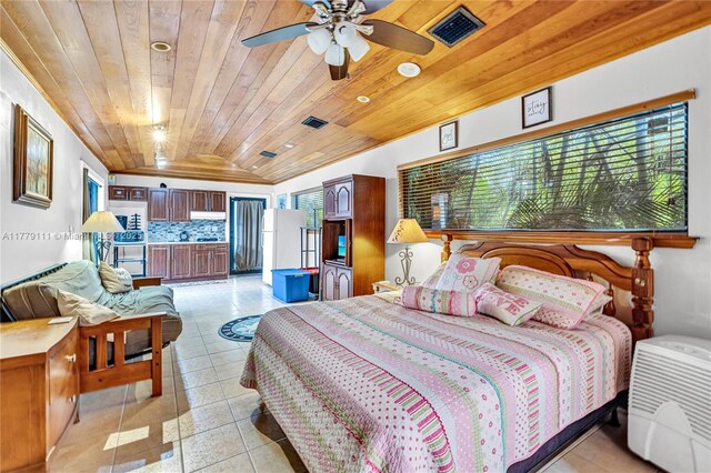 7801 SW 170th St, Palmetto Bay, FL 33157 - bedroom with wood ceiling, light tile patterned floors, vaulted ceiling, and visible vents