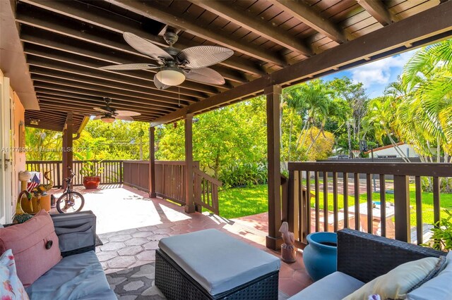 1500 SW 18th St, Miami, FL 33145 - view of patio / terrace featuring an outbuilding and fence