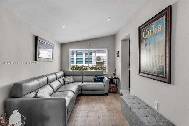 1500 SW 18th St, Miami, FL 33145 - living area with light wood-style flooring, recessed lighting, and vaulted ceiling