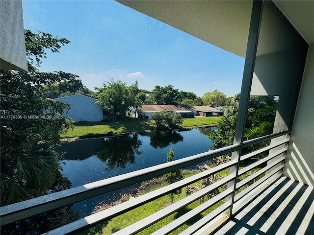 balcony with a water view