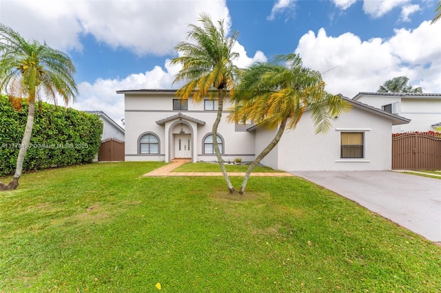 14481 SW 150th St, Miami, FL 33186 - view of front facade featuring a front yard, a gate, driveway, and stucco siding