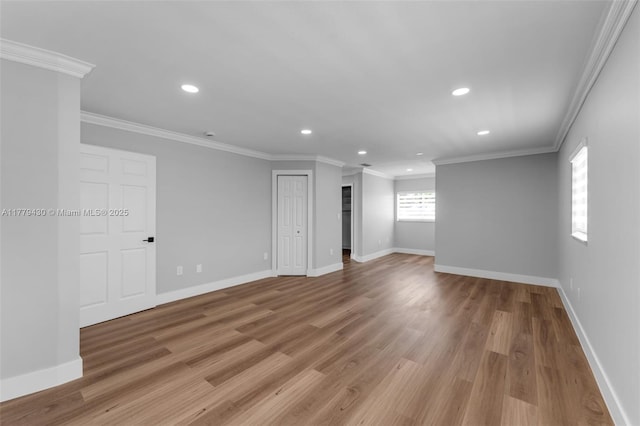 14481 SW 150th St, Miami, FL 33186 - unfurnished room with recessed lighting, light wood finished floors, baseboards, and ornamental molding