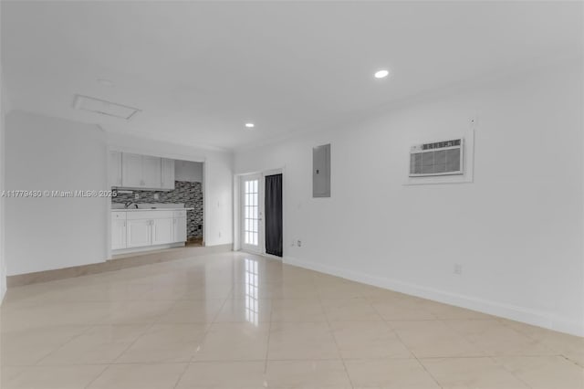 14481 SW 150th St, Miami, FL 33186 - empty room with baseboards, recessed lighting, electric panel, and a wall unit AC