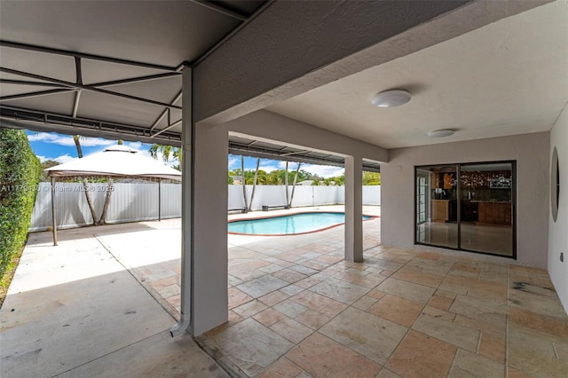 14481 SW 150th St, Miami, FL 33186 - view of swimming pool with a patio, a gazebo, a fenced backyard, and a fenced in pool