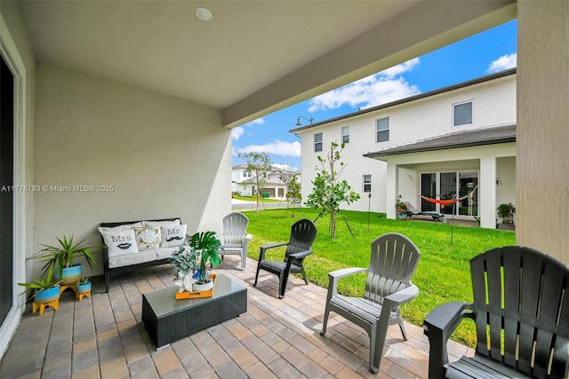 exterior space with outdoor lounge area