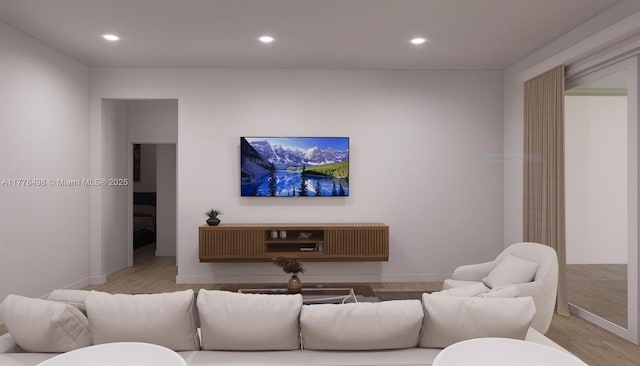 509 Glendale Ave, La Belle, FL 33935 - living room featuring light wood-type flooring, recessed lighting, and baseboards