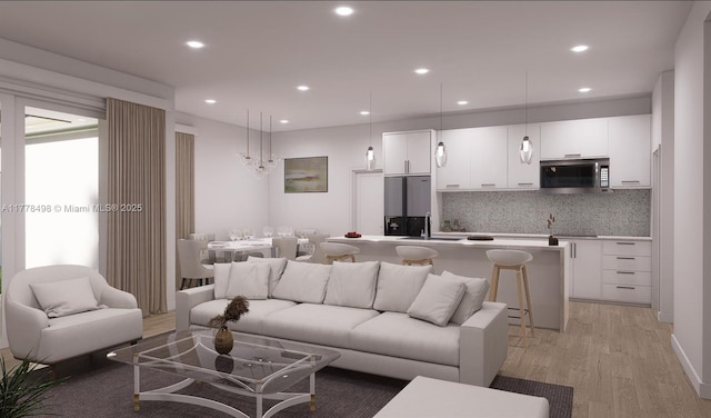 509 Glendale Ave, La Belle, FL 33935 - living area with light wood finished floors and recessed lighting
