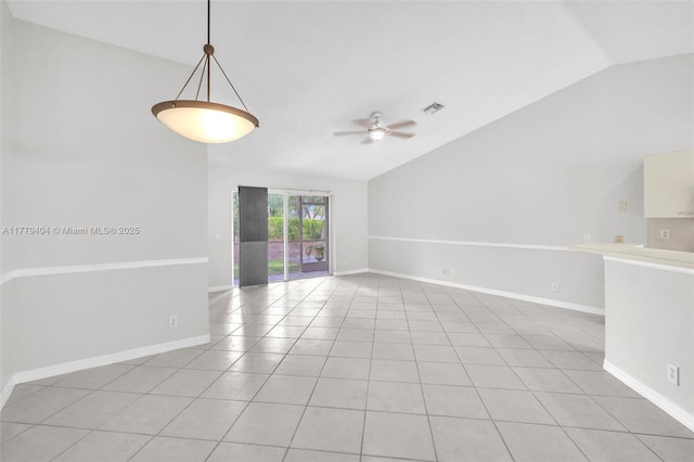 1617 Zenith Way, Weston, FL 33327 - spare room featuring lofted ceiling, ceiling fan, baseboards, and light tile patterned floors