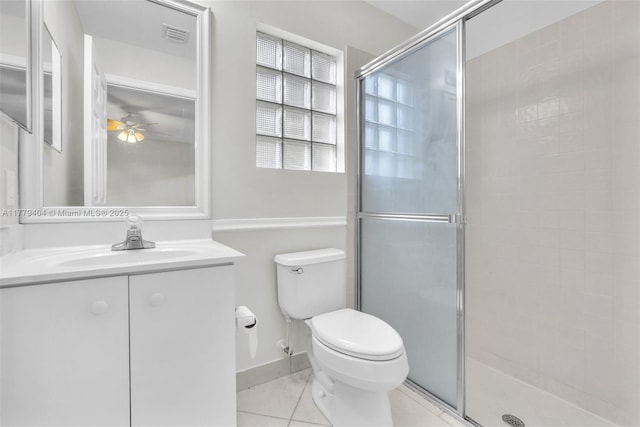 1617 Zenith Way, Weston, FL 33327 - bathroom with a shower stall, tile patterned floors, toilet, and a ceiling fan