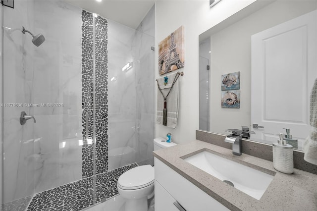 1214 Embers Pkwy, Cape Coral, FL 33993 - bathroom with vanity, a stall shower, and toilet