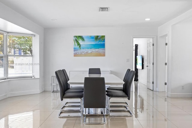820 W Chaminade Dr, Hollywood, FL 33021 - dining space featuring light tile patterned floors, baseboards, visible vents, and recessed lighting
