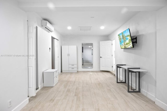 820 W Chaminade Dr, Hollywood, FL 33021 - corridor with a wall mounted air conditioner, recessed lighting, baseboards, and attic access