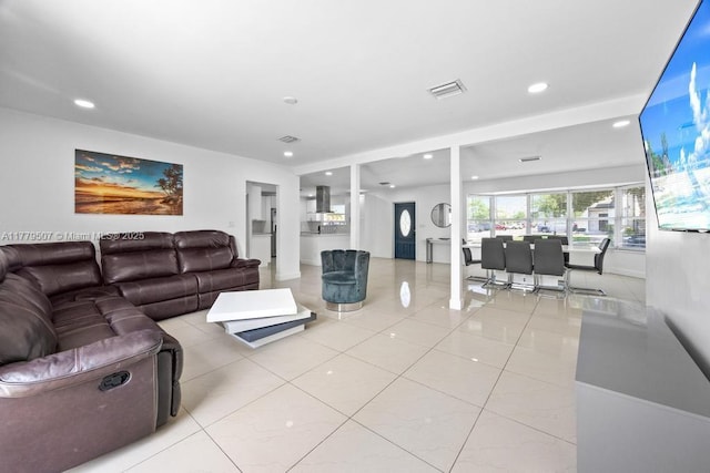 820 W Chaminade Dr, Hollywood, FL 33021 - living area featuring visible vents, recessed lighting, and light tile patterned flooring