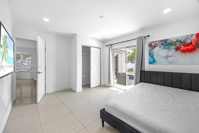 820 W Chaminade Dr, Hollywood, FL 33021 - bedroom with access to outside, light tile patterned floors, multiple windows, and recessed lighting