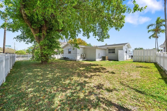 820 W Chaminade Dr, Hollywood, FL 33021 - view of yard featuring central AC unit and a fenced backyard