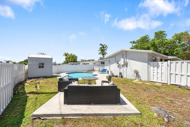 820 W Chaminade Dr, Hollywood, FL 33021 - view of yard with a shed, a patio, a fenced backyard, and an outbuilding