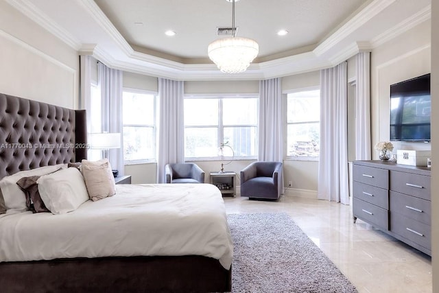 5025 Regency Isles Way, Cooper City, FL 33330 - bedroom with ornamental molding, multiple windows, and a raised ceiling