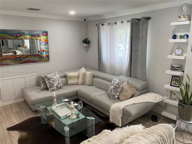 428 N Crescent Dr, Hollywood, FL 33021 - living room featuring wood finished floors and ornamental molding
