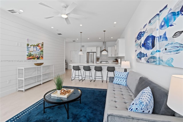84745 Old Hwy Unit 1, Islamorada, FL 33036 - living area with recessed lighting and a ceiling fan
