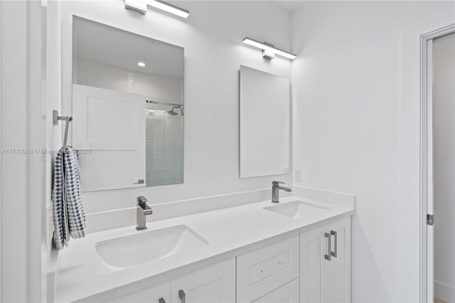84745 Old Hwy Unit 1, Islamorada, FL 33036 - bathroom with double vanity and recessed lighting