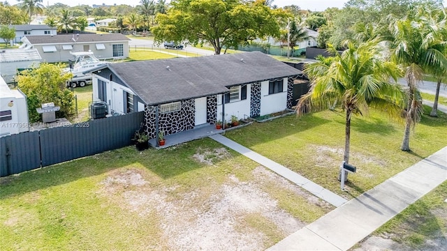 birds eye view of property with a residential view
