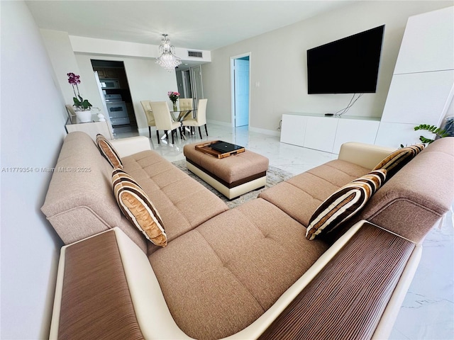18071 Biscayne Blvd Unit 1503, Aventura, FL 33160 - living area with marble finish flooring and baseboards