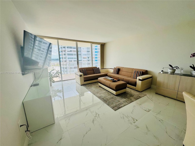 18071 Biscayne Blvd Unit 1503, Aventura, FL 33160 - living area featuring floor to ceiling windows and marble finish flooring