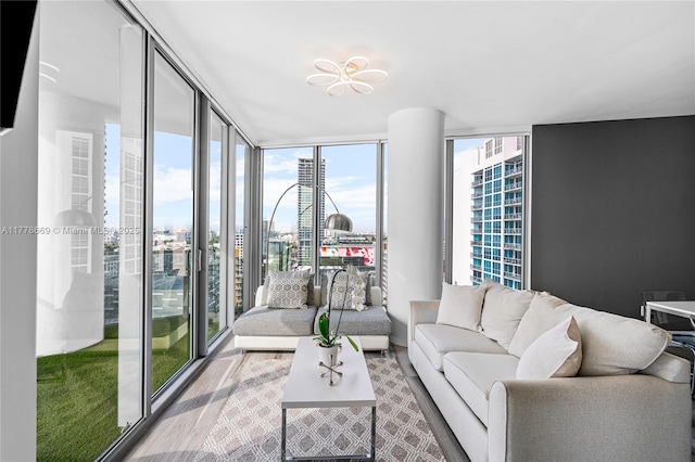 2900 NE 7th Ave Unit 1609, Miami, FL 33137 - living area with floor to ceiling windows, light wood-type flooring, and a view of city