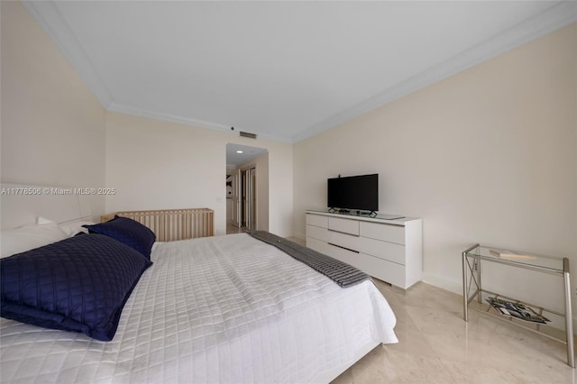 21150 NE 38th Ave Unit 2106, Aventura, FL 33180 - bedroom featuring ornamental molding, visible vents, and baseboards
