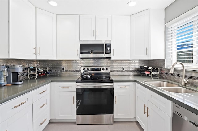 5911 NE 21st Ter, Fort Lauderdale, FL 33308 - kitchen featuring appliances with stainless steel finishes, white cabinetry, and a sink