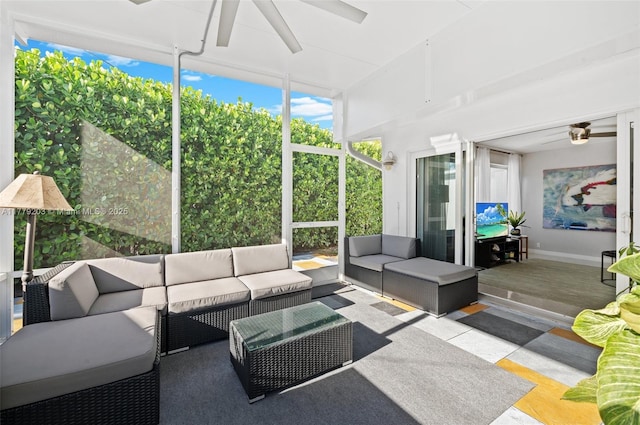 5911 NE 21st Ter, Fort Lauderdale, FL 33308 - sunroom / solarium with an outdoor hangout area and ceiling fan