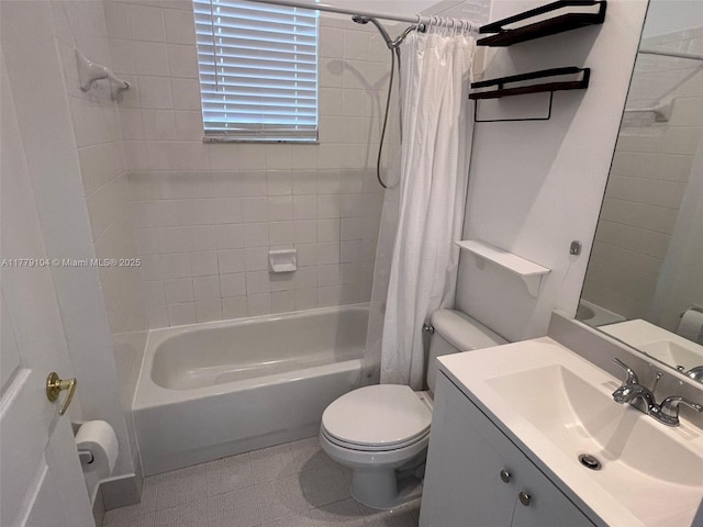 18769 SW 28th St, Miramar, FL 33029 - full bathroom with toilet, shower / bath combination with curtain, vanity, and tile patterned floors