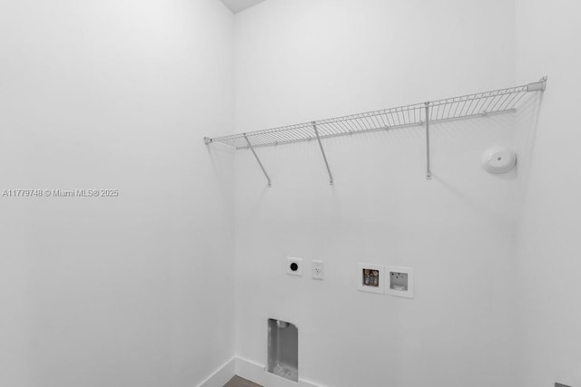 34441 SW 189th Ct, Homestead, FL 33034 - laundry area with electric dryer hookup, hookup for a washing machine, baseboards, and hookup for a gas dryer