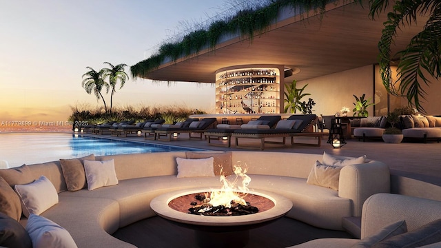 1210 Brickell Ave Unit 4804, Miami, FL 33131 - exterior space with a patio area and an outdoor living space with a fire pit
