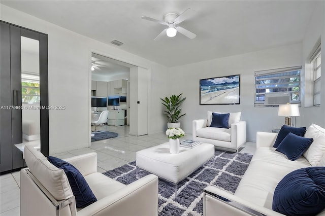 2001 N 26th Ave, Hollywood, FL 33020 - living area featuring a ceiling fan and light tile patterned floors