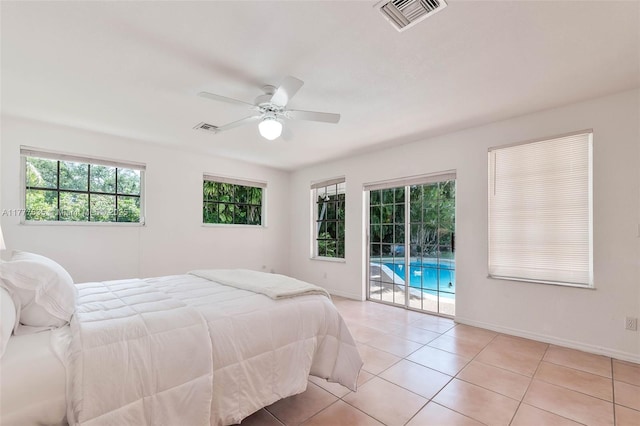 13925 SW 74th Ave, Palmetto Bay, FL 33158 - bedroom with visible vents, access to outside, baseboards, and light tile patterned flooring