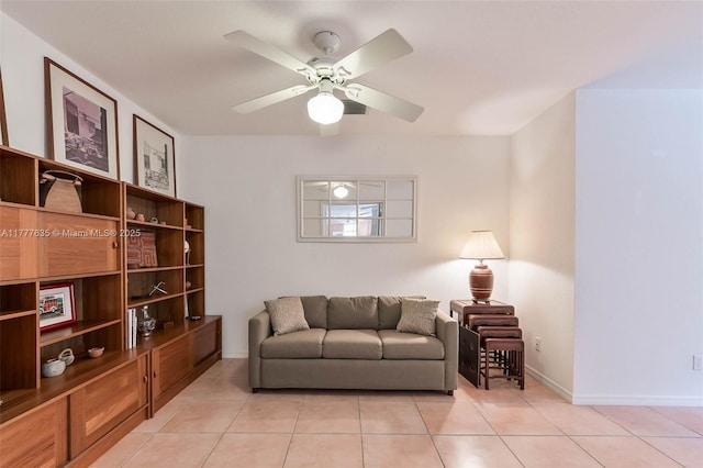 13925 SW 74th Ave, Palmetto Bay, FL 33158 - living area featuring baseboards, a ceiling fan, and light tile patterned flooring