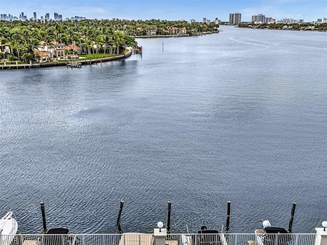 6770 Indian Creek Dr Unit 7K, Miami Beach, FL 33141 - water view with a boat dock and skyline