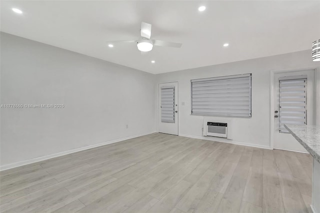 15600 NE 6th Ave Unit 30A, Miami, FL 33162 - interior space with baseboards, light wood-type flooring, recessed lighting, a ceiling fan, and heating unit