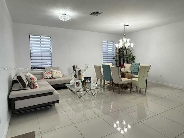 10060 NW 86th Ter, Doral, FL 33178 - living area featuring a chandelier, baseboards, and light tile patterned floors