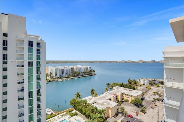 property view of water with a city view